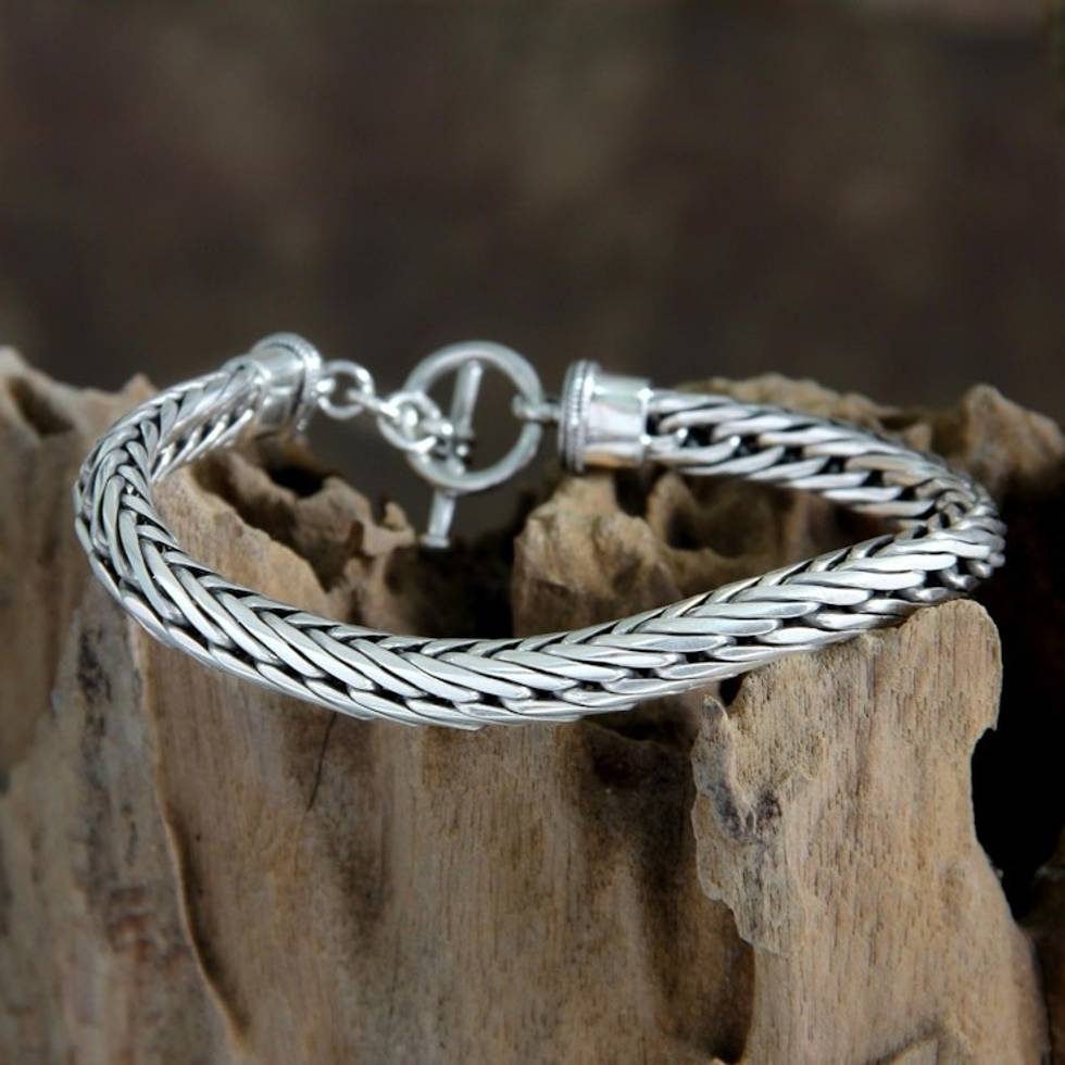 Men's Sterling Silver Chain Bracelet 'Silver Serpent'