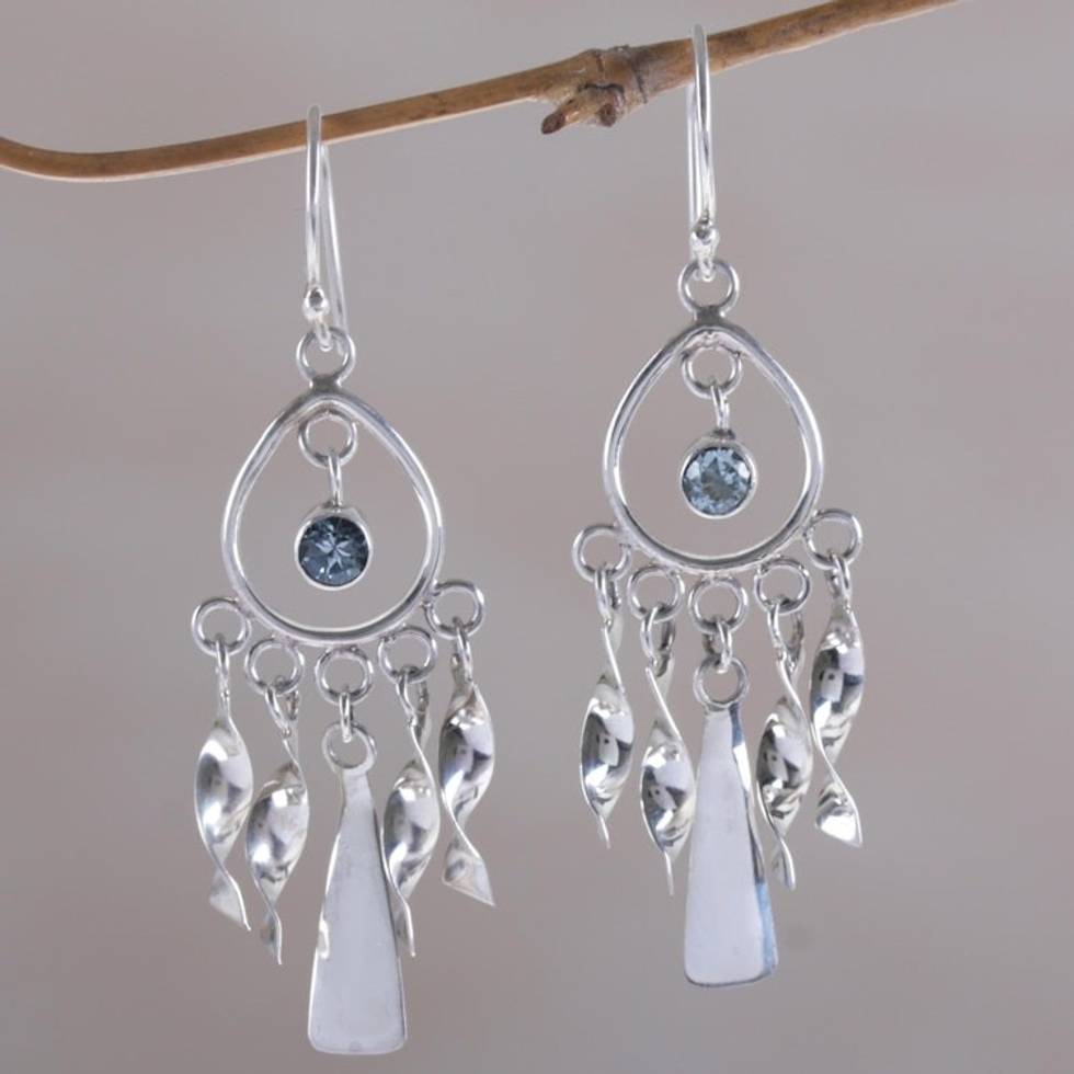 Topaz chandelier earrings 'Blue Wind Chime'