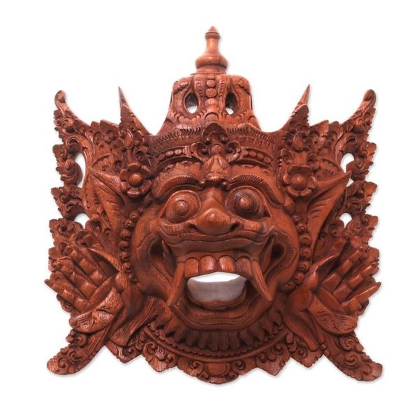 Alternate image for Balinese Carved Wood Mask Depicting Alengka King of Alengka Rahwana King of Alengka