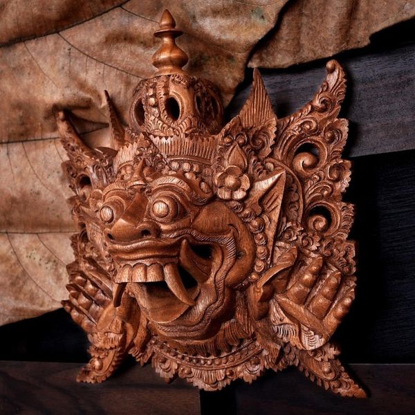 Alternate image for Balinese Carved Wood Mask Depicting Alengka King of Alengka Rahwana King of Alengka
