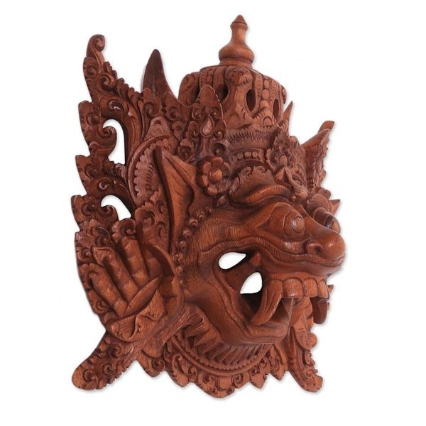Alternate image for Balinese Carved Wood Mask Depicting Alengka King of Alengka Rahwana King of Alengka