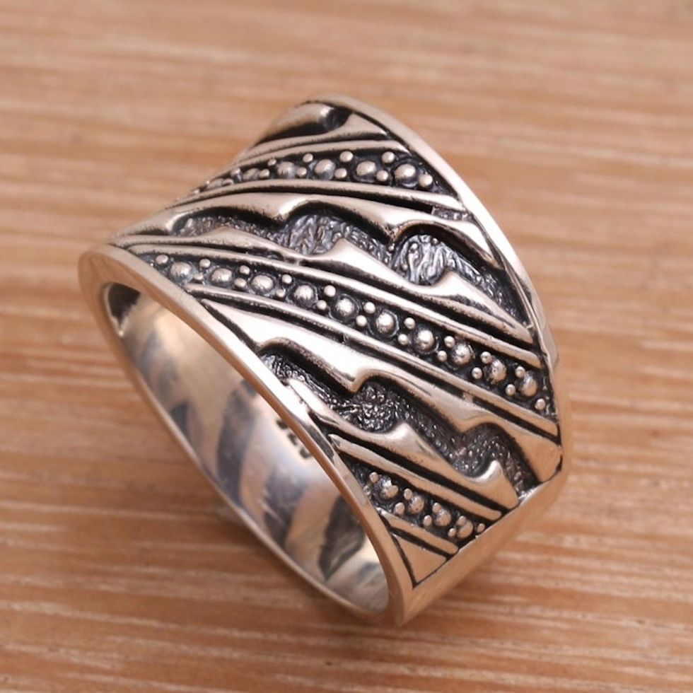 Men's Handcrafted Sterling Silver Band Ring 'Sanur Silence'