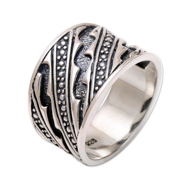 Alternate image for Mens Handcrafted Sterling Silver Band Ring Sanur Silence