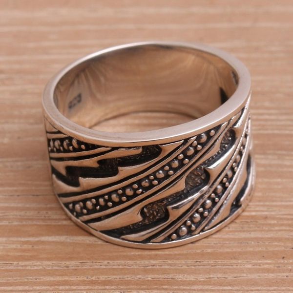 Alternate image for Mens Handcrafted Sterling Silver Band Ring Sanur Silence