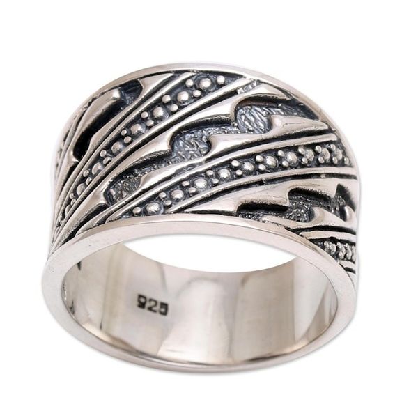 Alternate image for Mens Handcrafted Sterling Silver Band Ring Sanur Silence