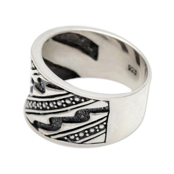 Alternate image for Mens Handcrafted Sterling Silver Band Ring Sanur Silence