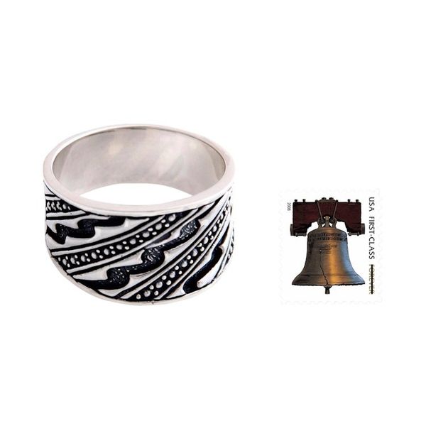 Alternate image for Mens Handcrafted Sterling Silver Band Ring Sanur Silence