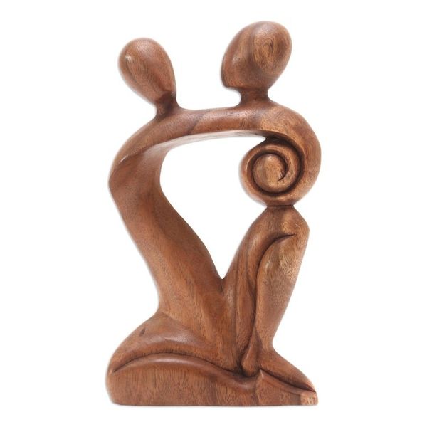 Alternate image for Indonesian Romantic Wood Sculpture Dreaming of You