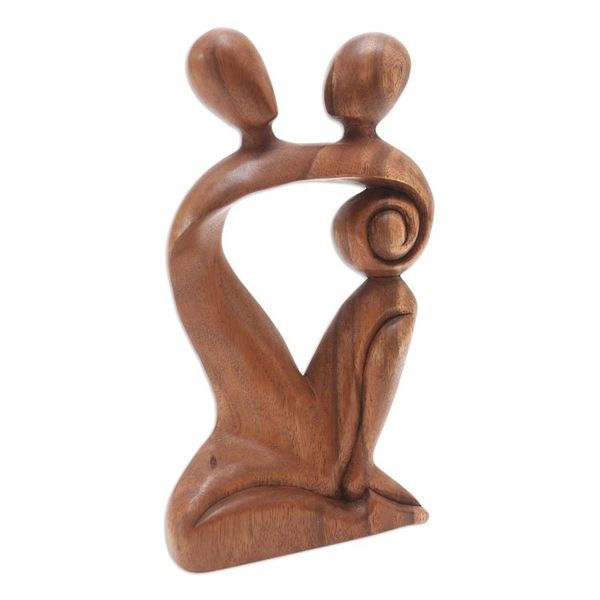 Alternate image for Indonesian Romantic Wood Sculpture Dreaming of You