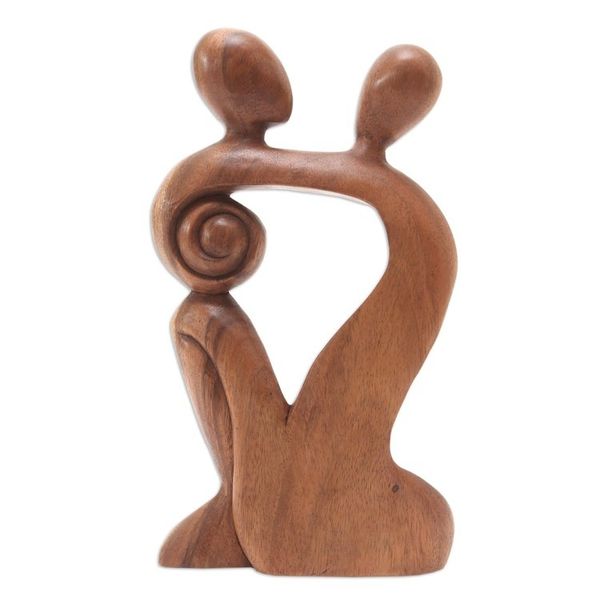 Alternate image for Indonesian Romantic Wood Sculpture Dreaming of You