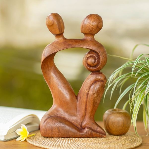 Alternate image for Indonesian Romantic Wood Sculpture Dreaming of You