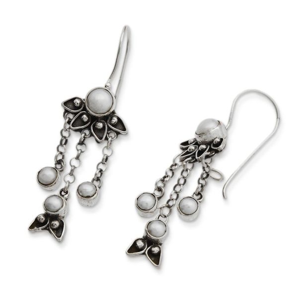Alternate image for Sterling Silver Pearl Chandelier Earrings Moonlight Lotus