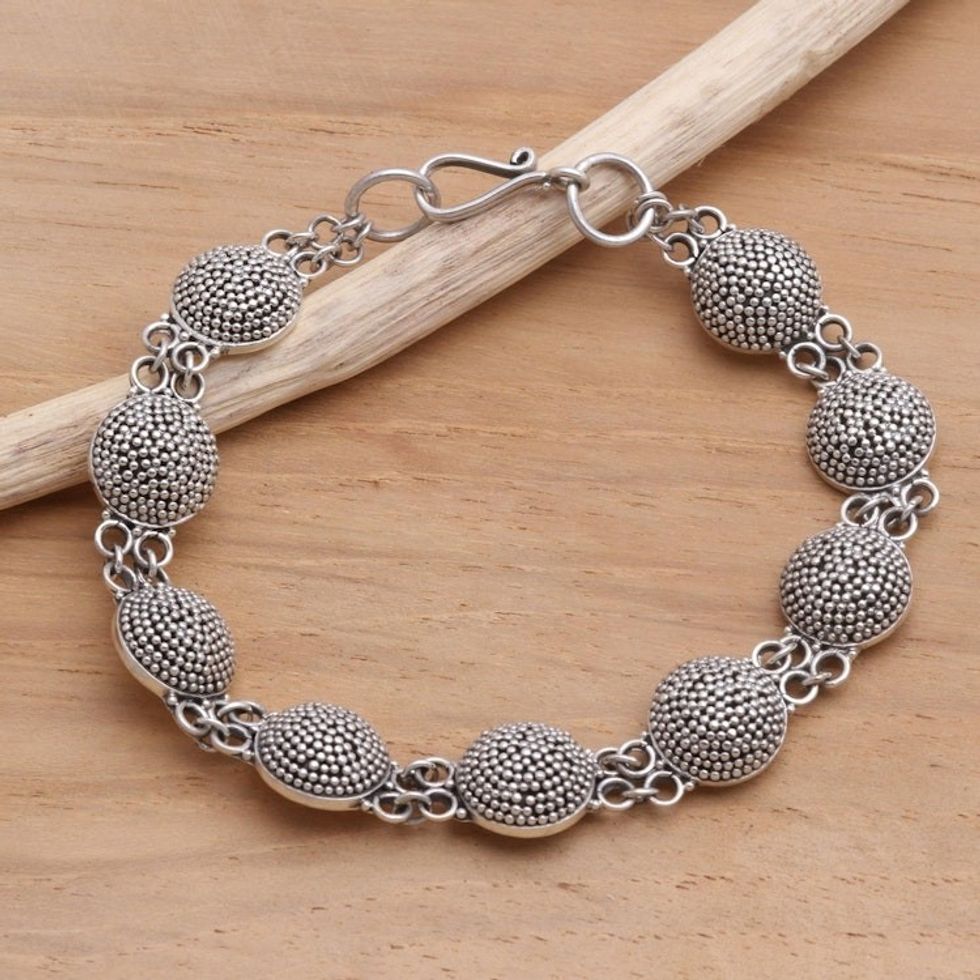 Sterling silver link bracelet 'Buttons'