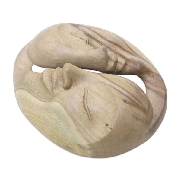 Alternate image for Modern Hibiscus Wood Mask Love Circle