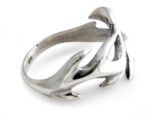Alternate image for Mens Handmade Modern Sterling Silver Band Ring Ride the Surf