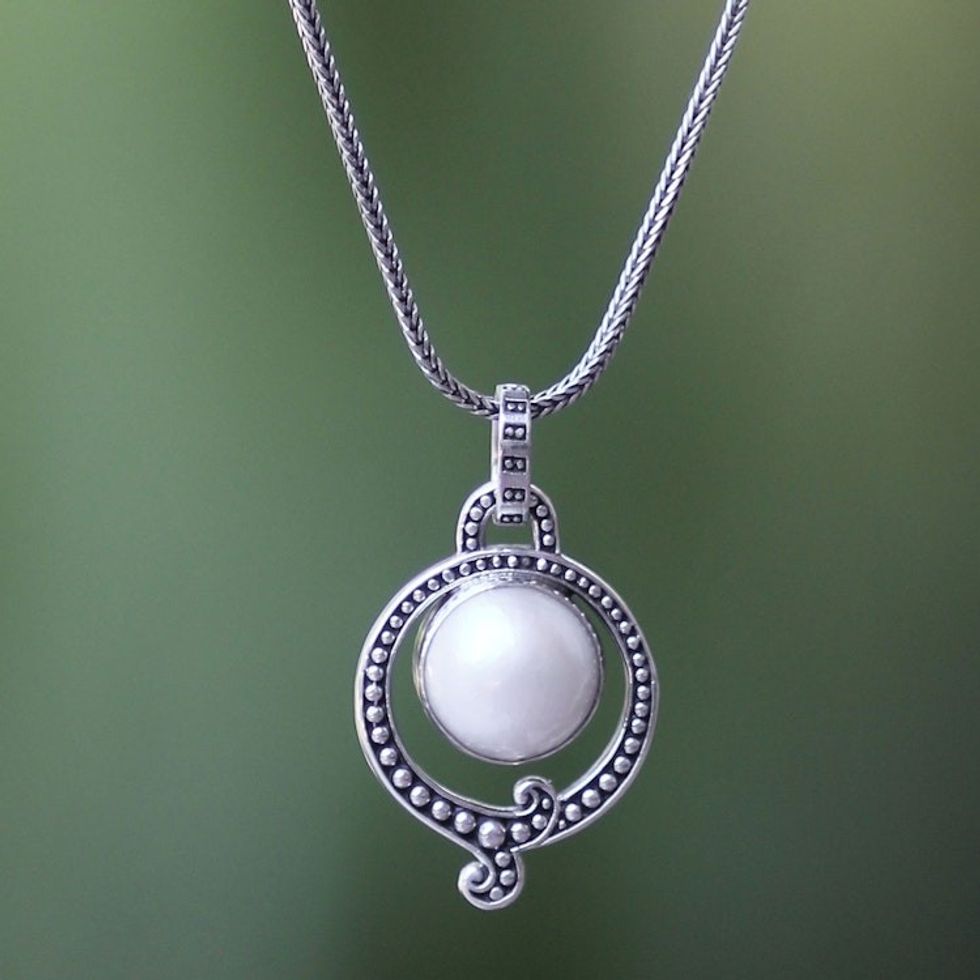 Handmade Pearl and Sterling Silver Necklace 'Angel Halo'