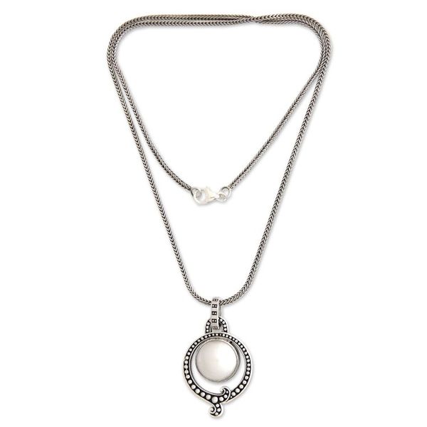 Alternate image for Handmade Pearl and Sterling Silver Necklace Angel Halo