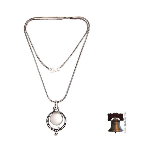 Alternate image for Handmade Pearl and Sterling Silver Necklace Angel Halo