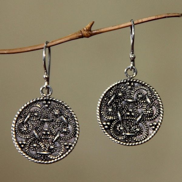 Alternate image for Hand Made Sterling Silver Dangle Earrings Denpasar Treasure