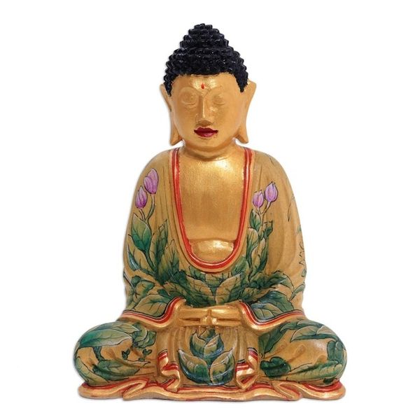 Alternate image for Hand Painted Wood Sculpture Buddha of Paradise