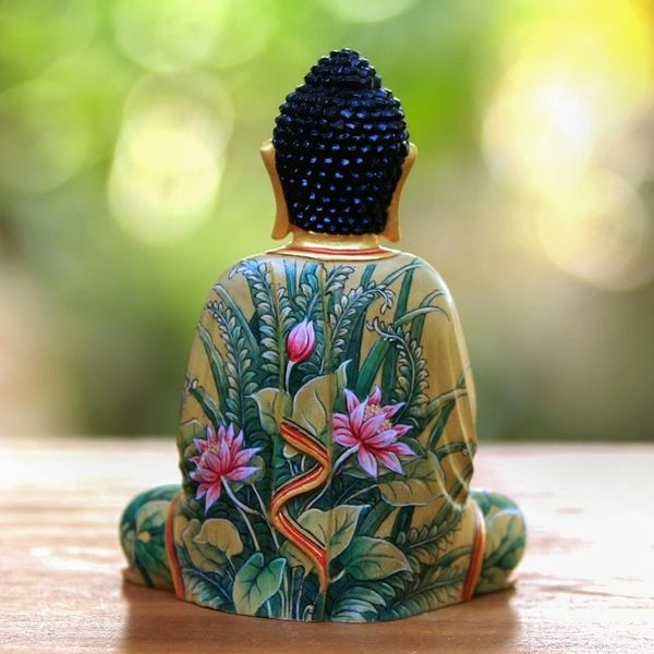 Alternate image for Hand Painted Wood Sculpture Buddha of Paradise