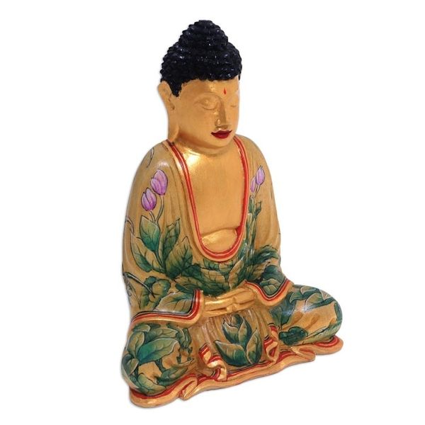Alternate image for Hand Painted Wood Sculpture Buddha of Paradise