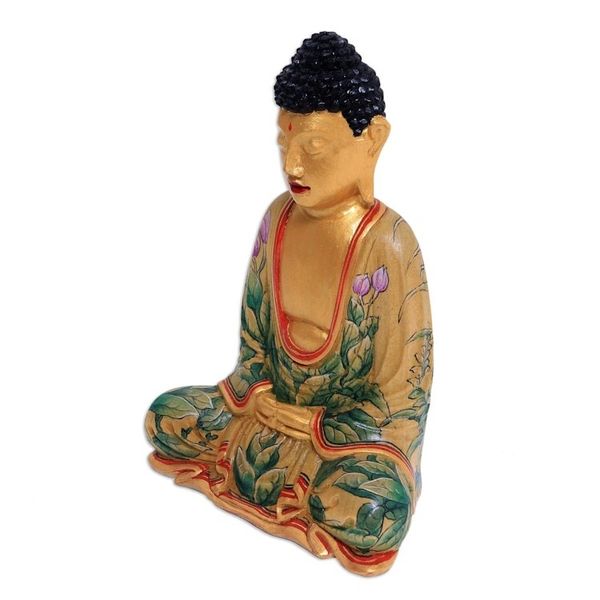 Alternate image for Hand Painted Wood Sculpture Buddha of Paradise