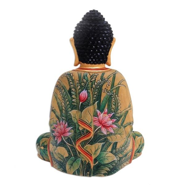 Alternate image for Hand Painted Wood Sculpture Buddha of Paradise