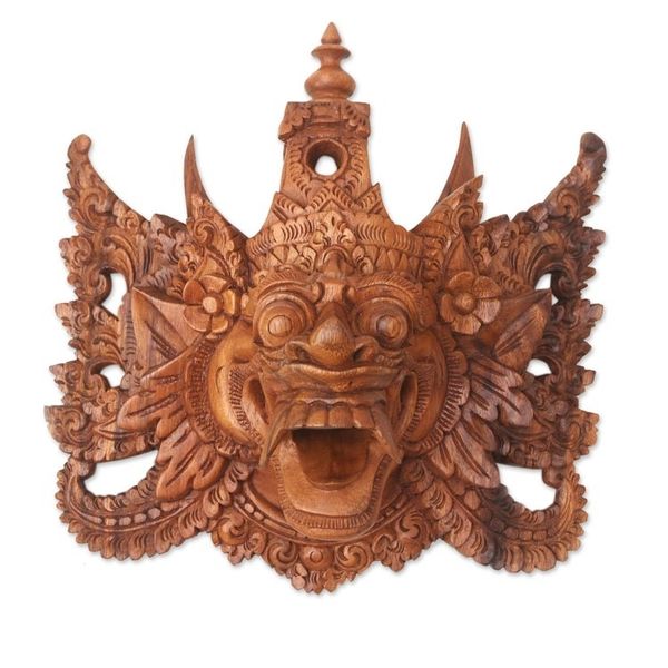Alternate image for Bold Natural Wood Mask of the Balinese Monkey King Epic Monkey King