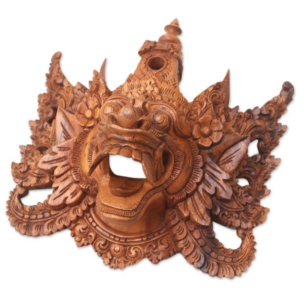 Alternate image for Bold Natural Wood Mask of the Balinese Monkey King Epic Monkey King