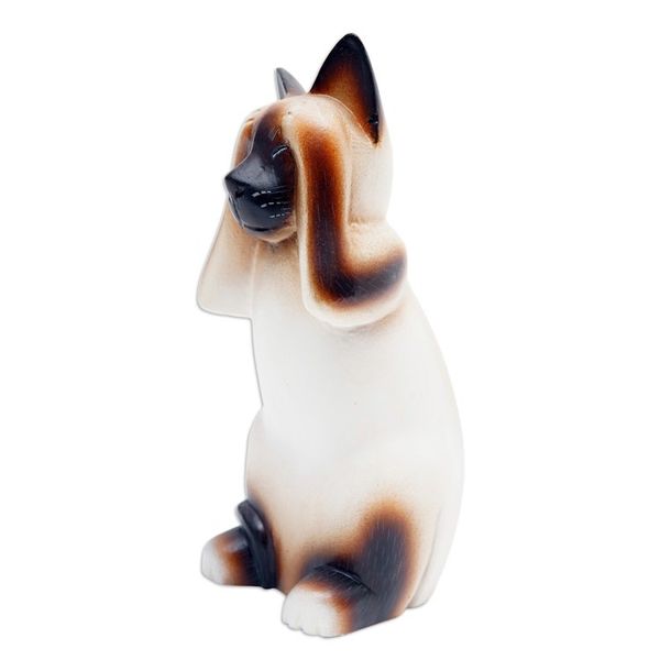 Alternate image for Handcrafted Albesia Wood Sculpture See No Evil Siamese Cat