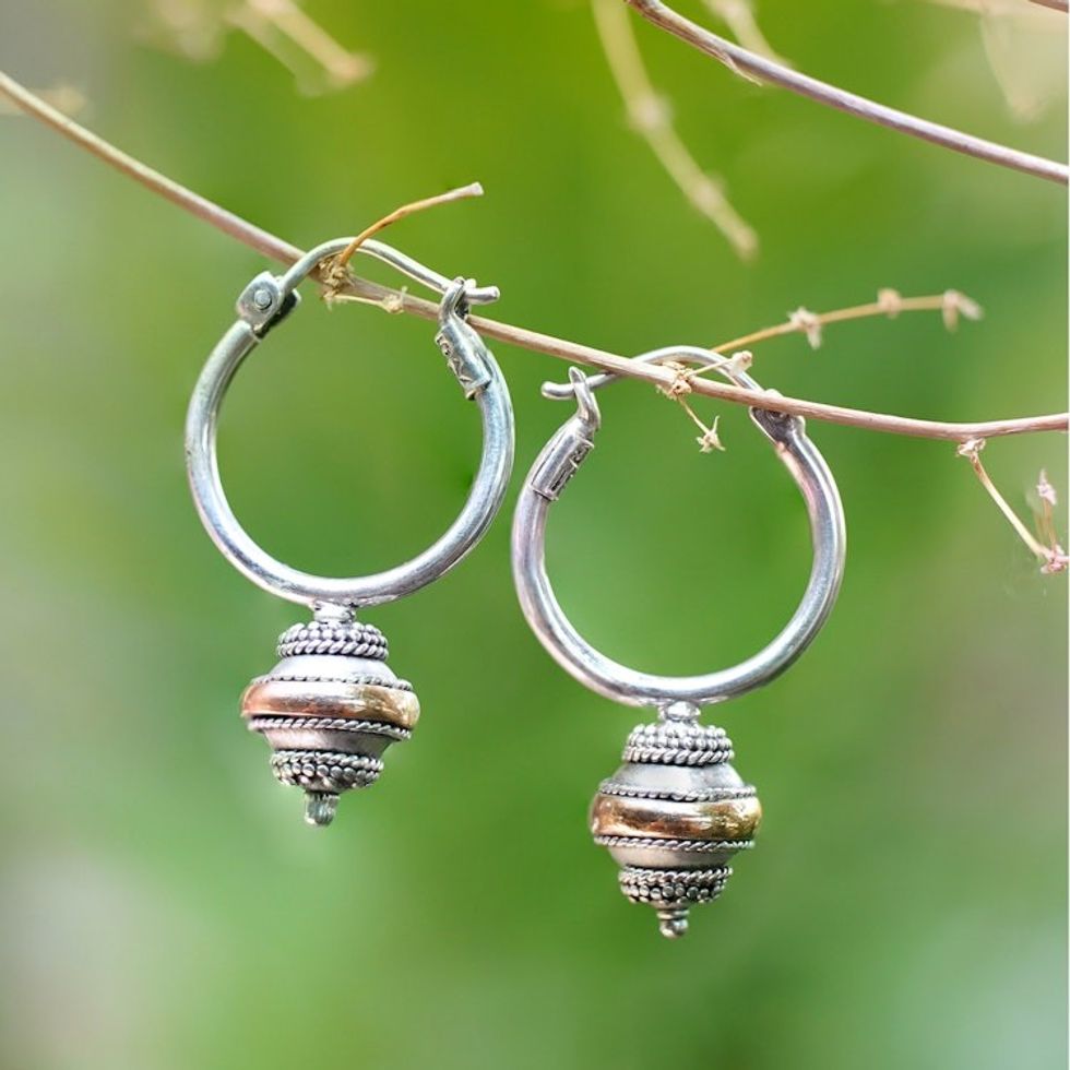 Silver and 18k Gold Hoop Earrings 'Reminisce'