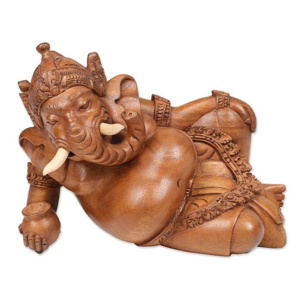 Alternate image for Wood statuette Magnanimous Ganesha