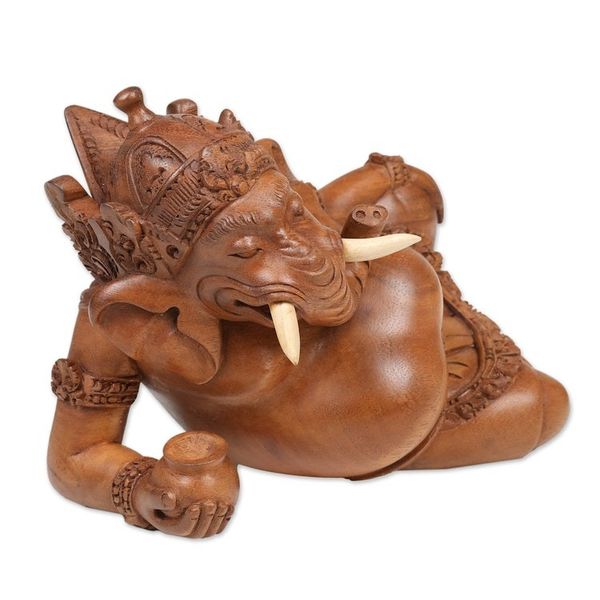Alternate image for Wood statuette Magnanimous Ganesha