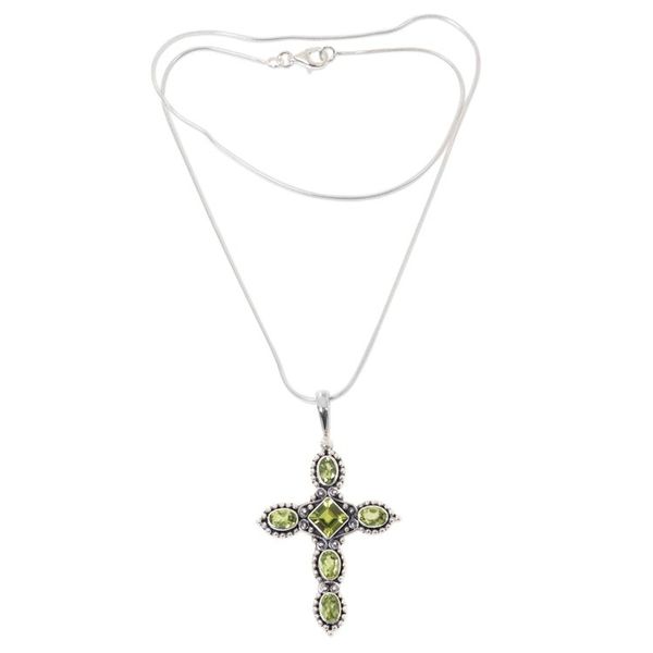 Alternate image for Religious Peridot Necklace Sacred Cross