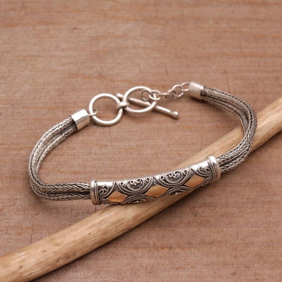 Sterling Silver and Gold Accent Chain Bracelet 'Majapahit Princess'