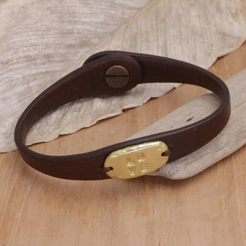 Handmade Leather Wristband Bracelet 'Formed by Love'