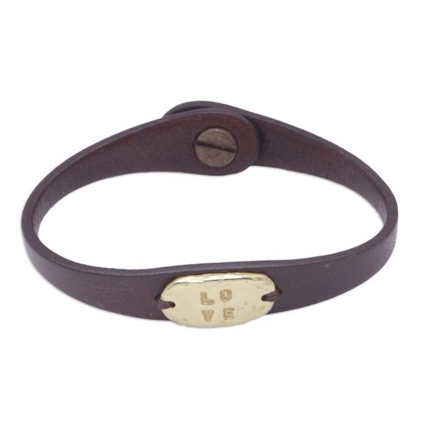 Alternate image for Handmade Leather Wristband Bracelet Formed by Love