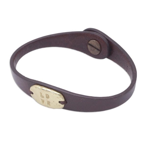 Alternate image for Handmade Leather Wristband Bracelet Formed by Love