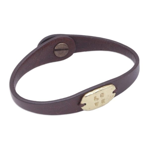 Alternate image for Handmade Leather Wristband Bracelet Formed by Love