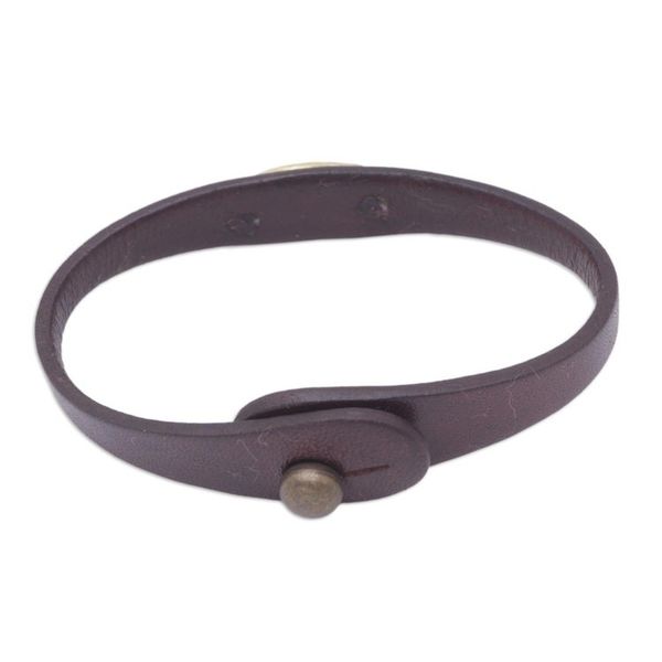 Alternate image for Handmade Leather Wristband Bracelet Formed by Love