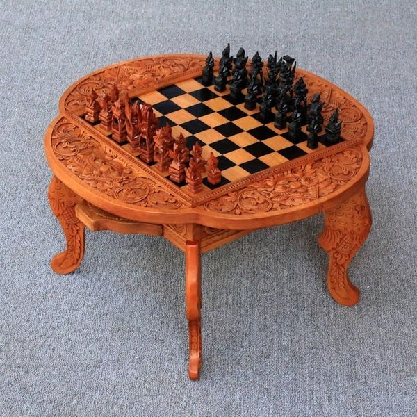 Alternate image for Handcarved Wood Chess Set Paradise