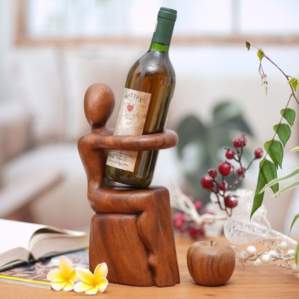 Alternate image for Hand Carved Nude Figure Wine Bottle Holder Embrace