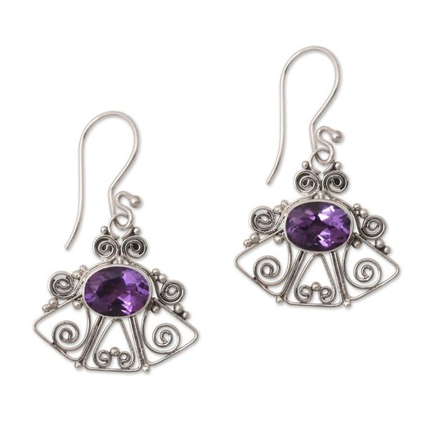 Alternate image for Amethyst dangle earrings Balinese Bell