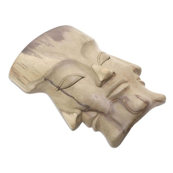 Alternate image for Hand Carved Hibiscus Wood Mask Three Dimensions