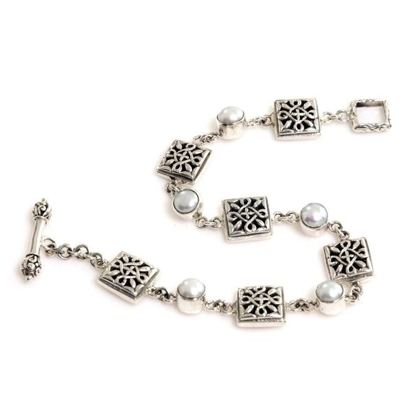 Alternate image for Pearl and Sterling Silver Link Bracelet Paradise Squared