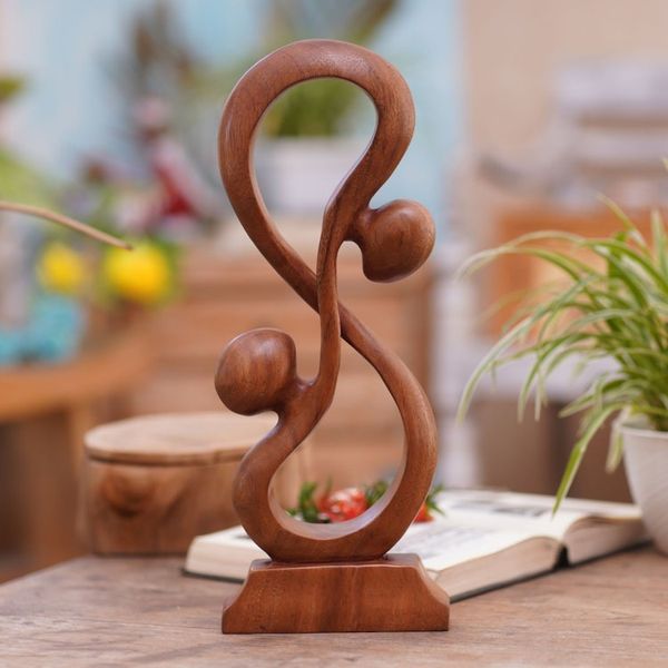 Alternate image for Hand Crafted Romantic Wood Sculpture Acrobat Lovers