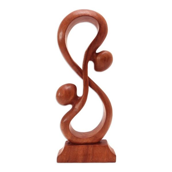 Alternate image for Hand Crafted Romantic Wood Sculpture Acrobat Lovers
