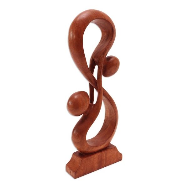 Alternate image for Hand Crafted Romantic Wood Sculpture Acrobat Lovers