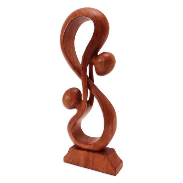 Alternate image for Hand Crafted Romantic Wood Sculpture Acrobat Lovers